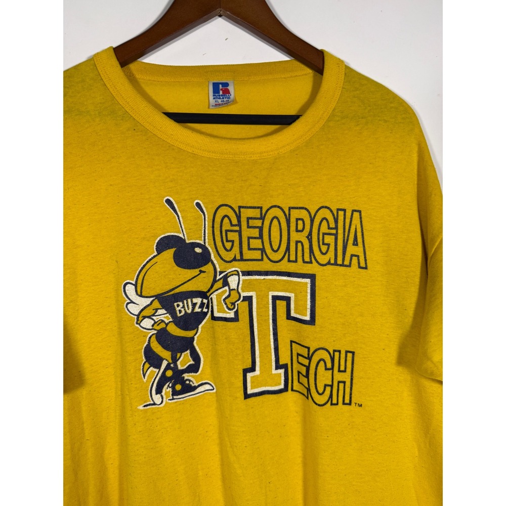 Vintage Russell Athletic Georgia Tech Yellow Jackets Buzz T-Shirt XL Yellow USA